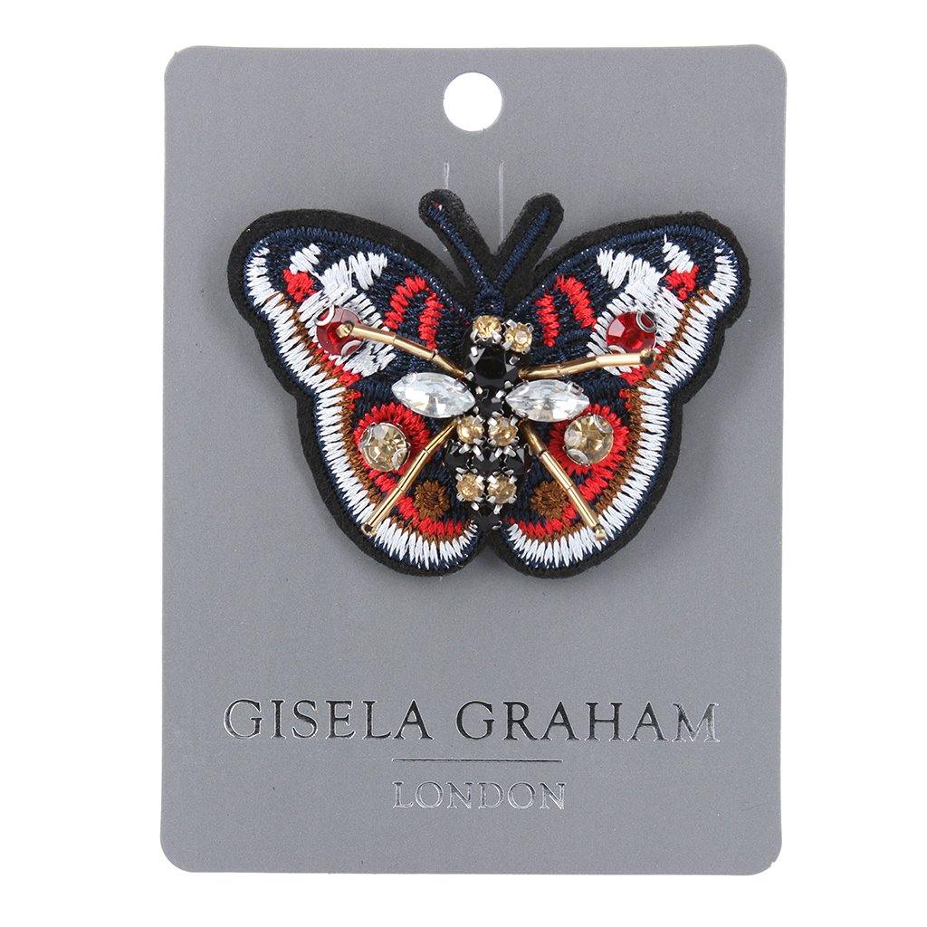 Jewelled And Beaded Red Butterfly Brooch - Insideout