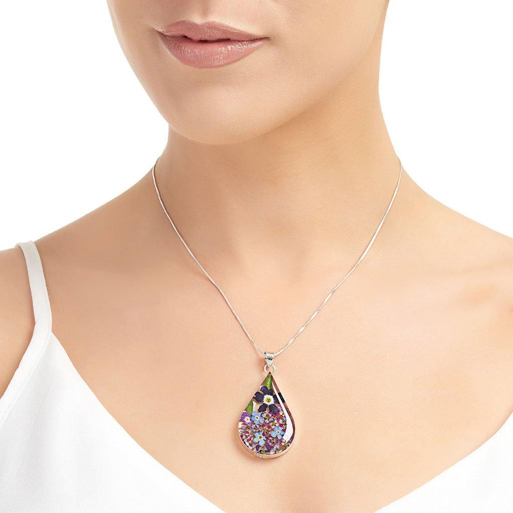 Large Mixed Flower Teardrop Pendant - Insideout