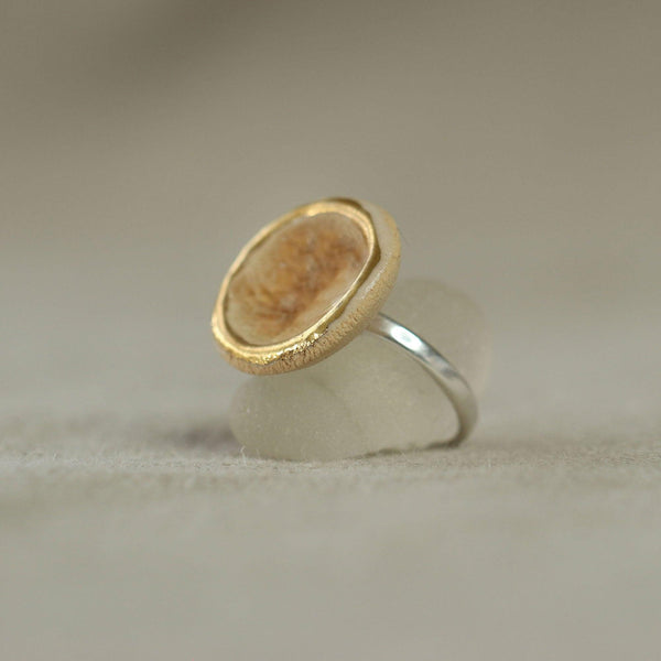 Large Round Crystal and Gold Adjustable Ring - Insideout