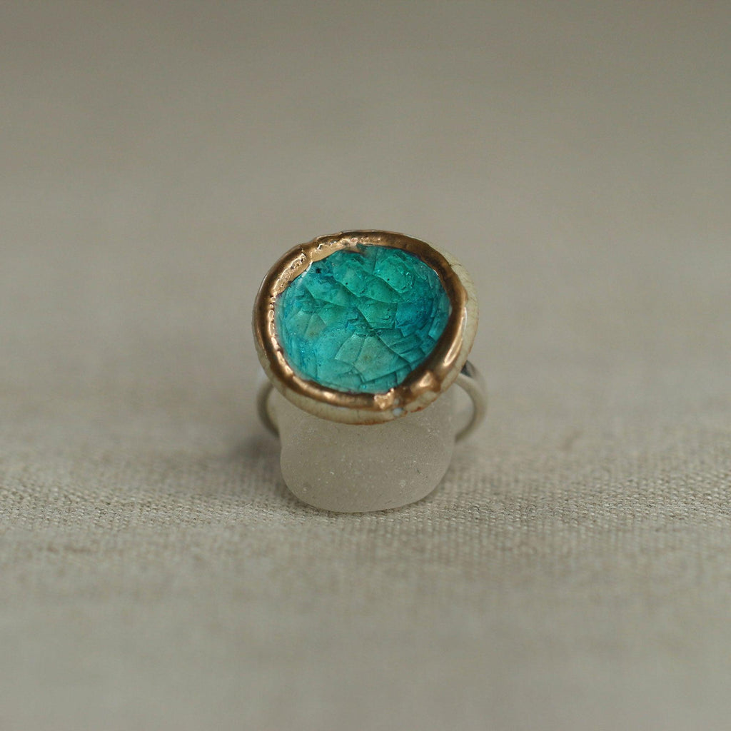 Large Round Emerald Turquoise Lagoon Ring - Insideout
