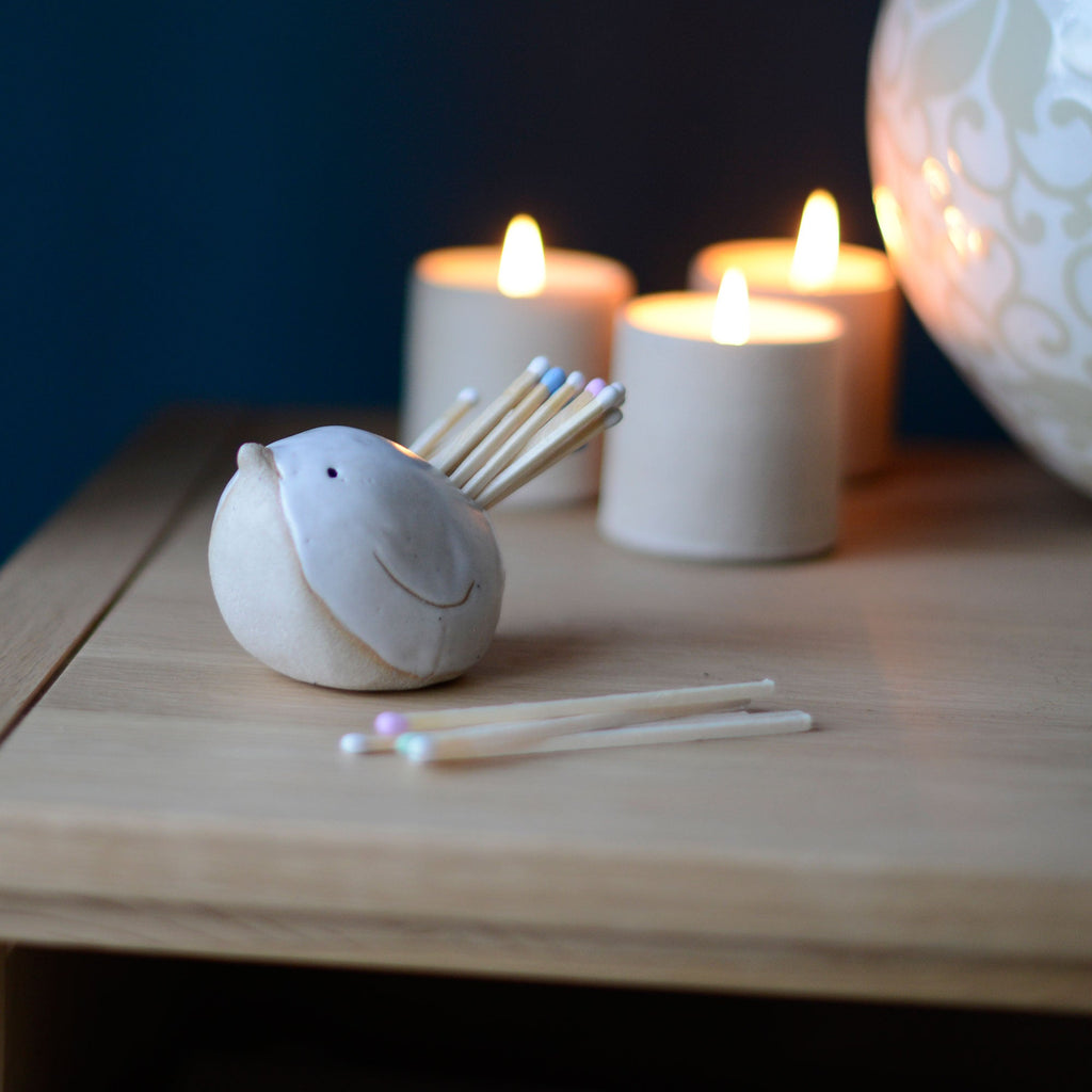 Bird Match Striker Pot in Off-White Stone Series By Habulous Ceramics