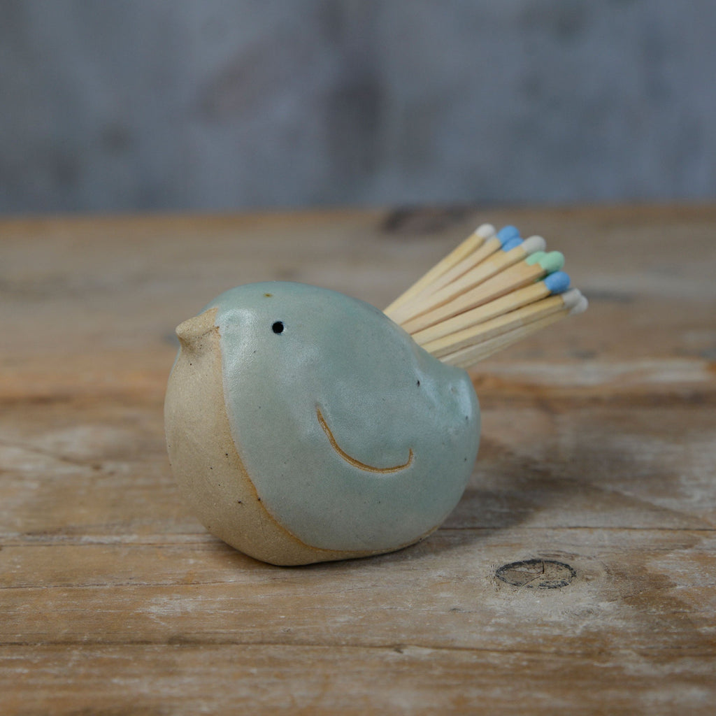 Bird Match Striker Pot in Mint Green Stone Series By Habulous Ceramics