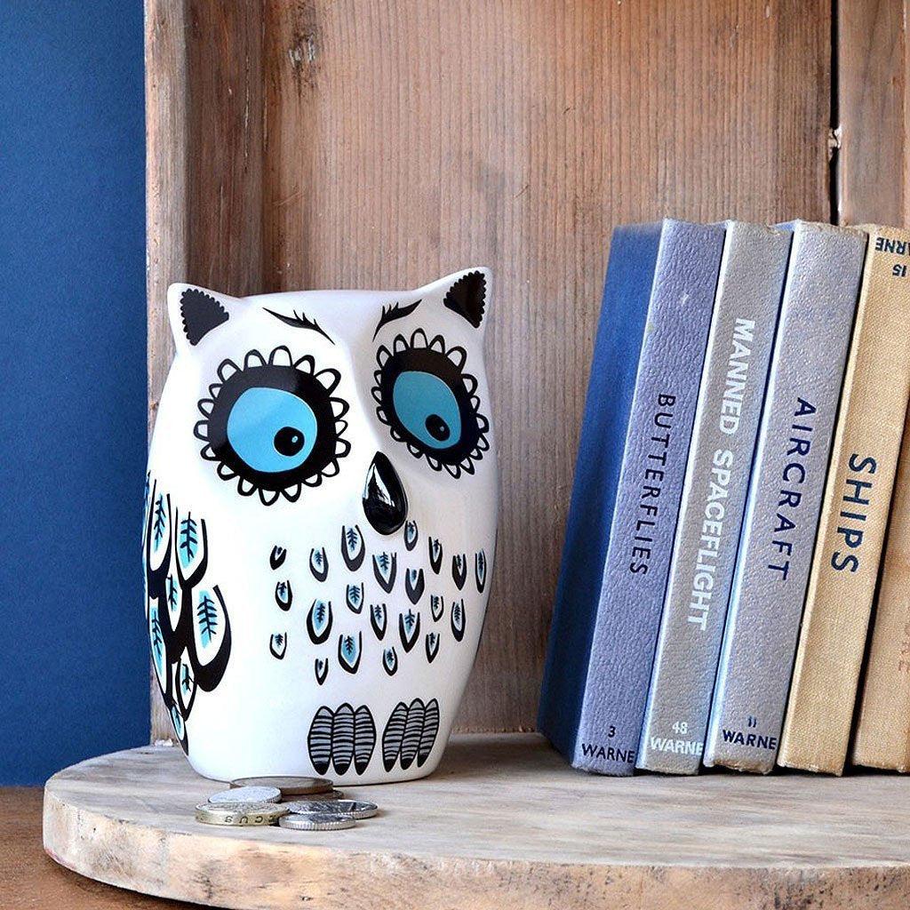 Owl Money Box Blue Insideout