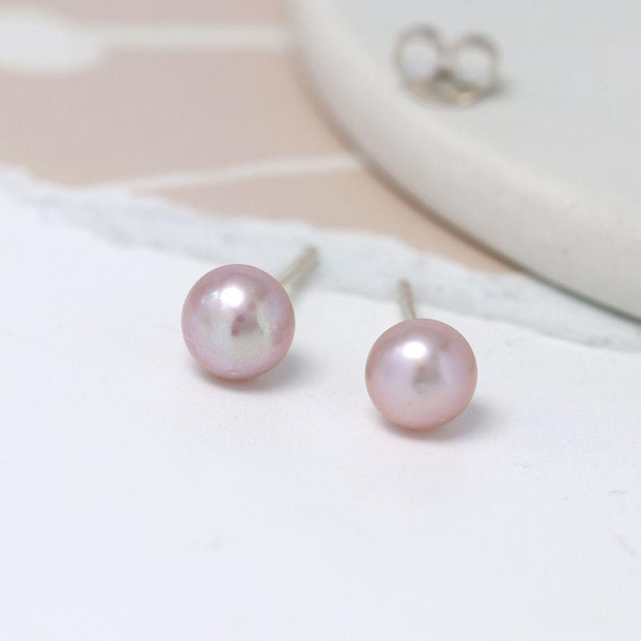 Pale Pink Freshwater Pearl Stud Earrings - Insideout