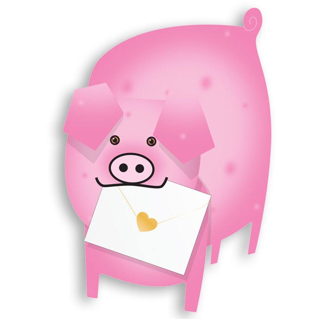 Piggy Pig Pink Pop Up Card - Insideout