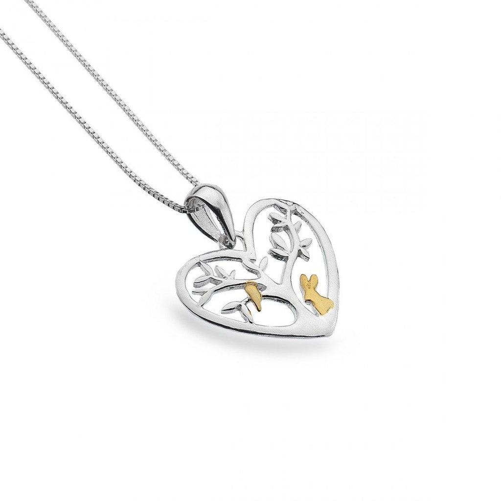 Rabbit Tree And Heart Sterling Silver And Gold Plated Necklace - Insideout