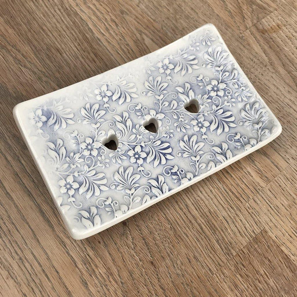 Rectangular Soap Dish - Blue Floral - Insideout