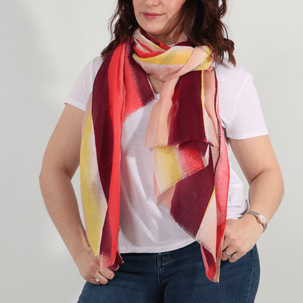 Red Yellow Brush Stroke Colour Block Stripe Scarf – Insideout