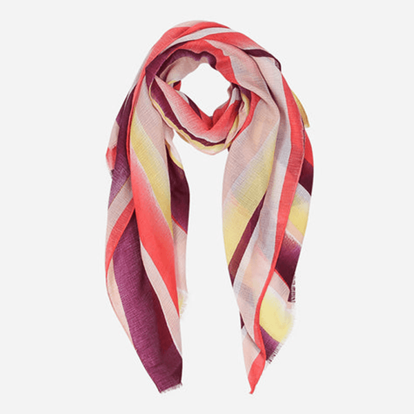 Red Yellow Brush Stroke Colour Block Stripe Scarf - Insideout