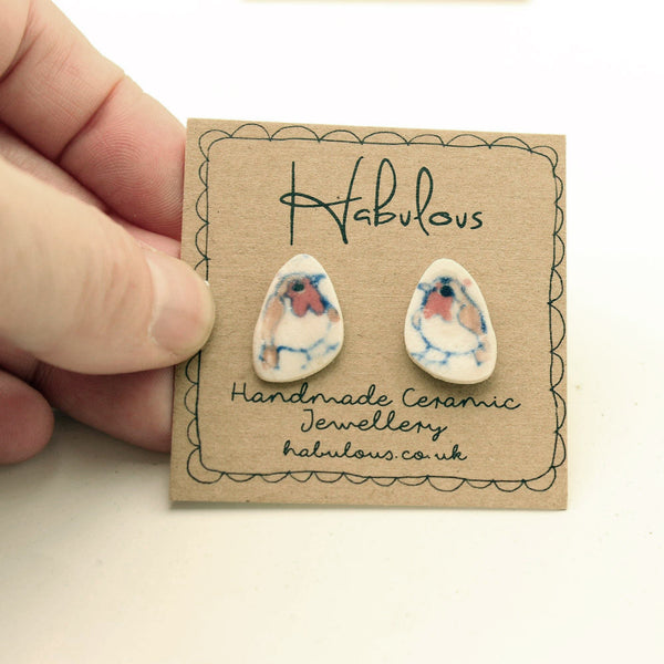 Robin Ceramic Earrings Handpainted In Devon - Insideout