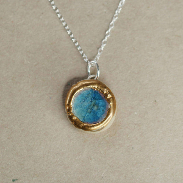 Round Blue Reef Sterling Silver Pendant Small - Insideout