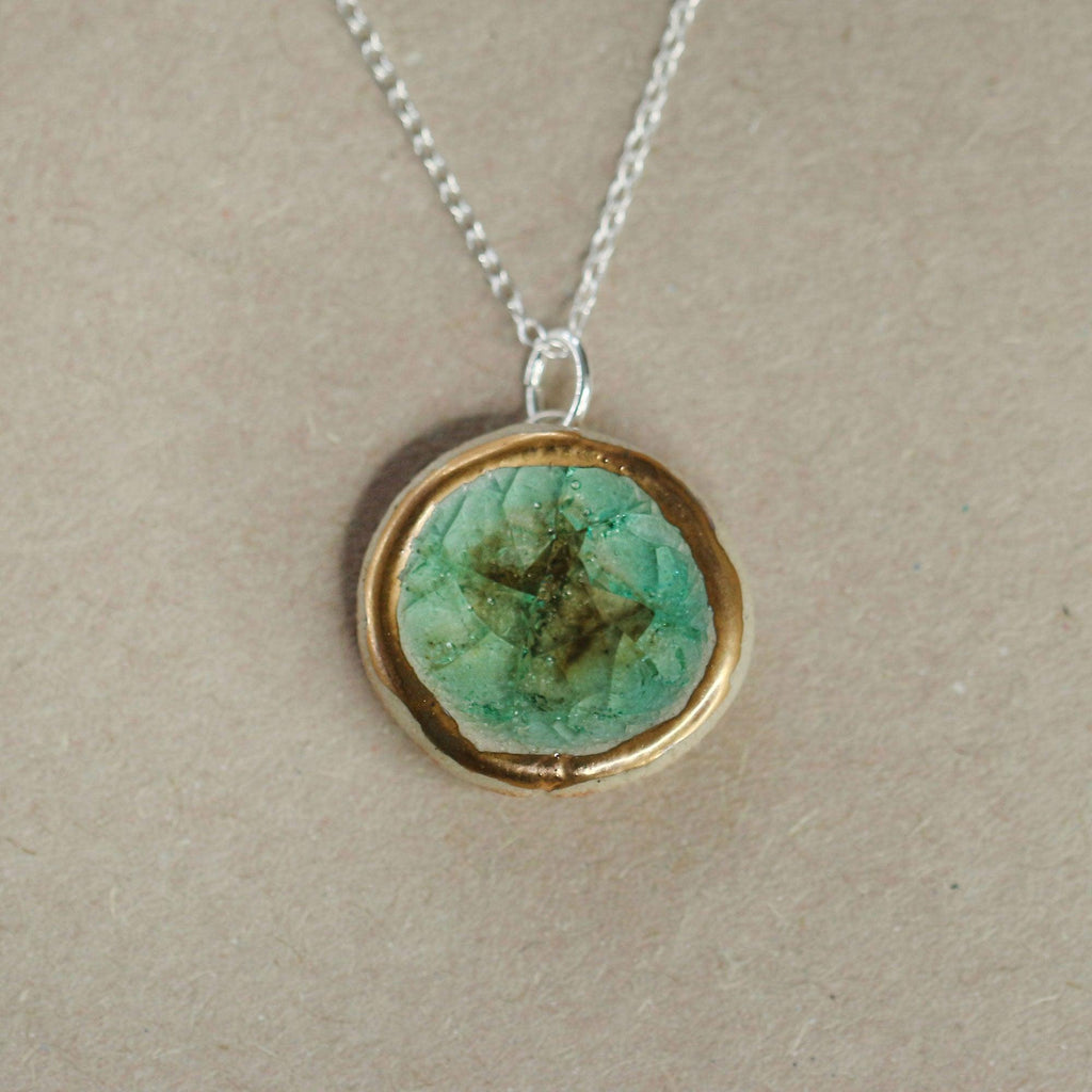 Round Emerald Reef Sterling Silver Pendant Large - Insideout