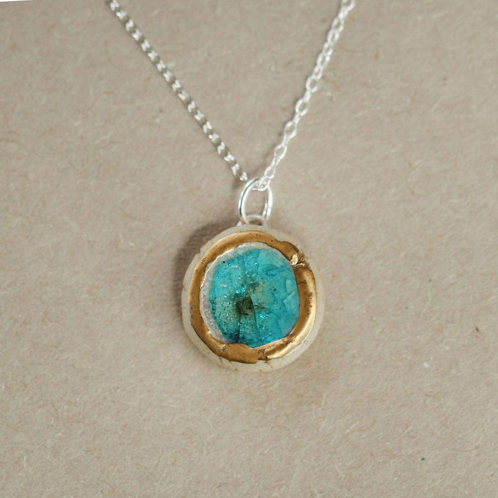 Round Turquoise Reef Sterling Silver Pendant Small - Insideout