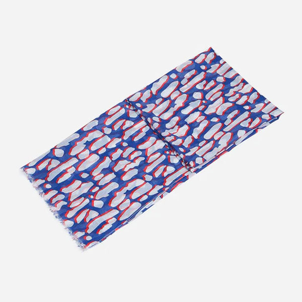 Royal Blue Red Drop Shadow Brushstroke Spot Scarf - Insideout