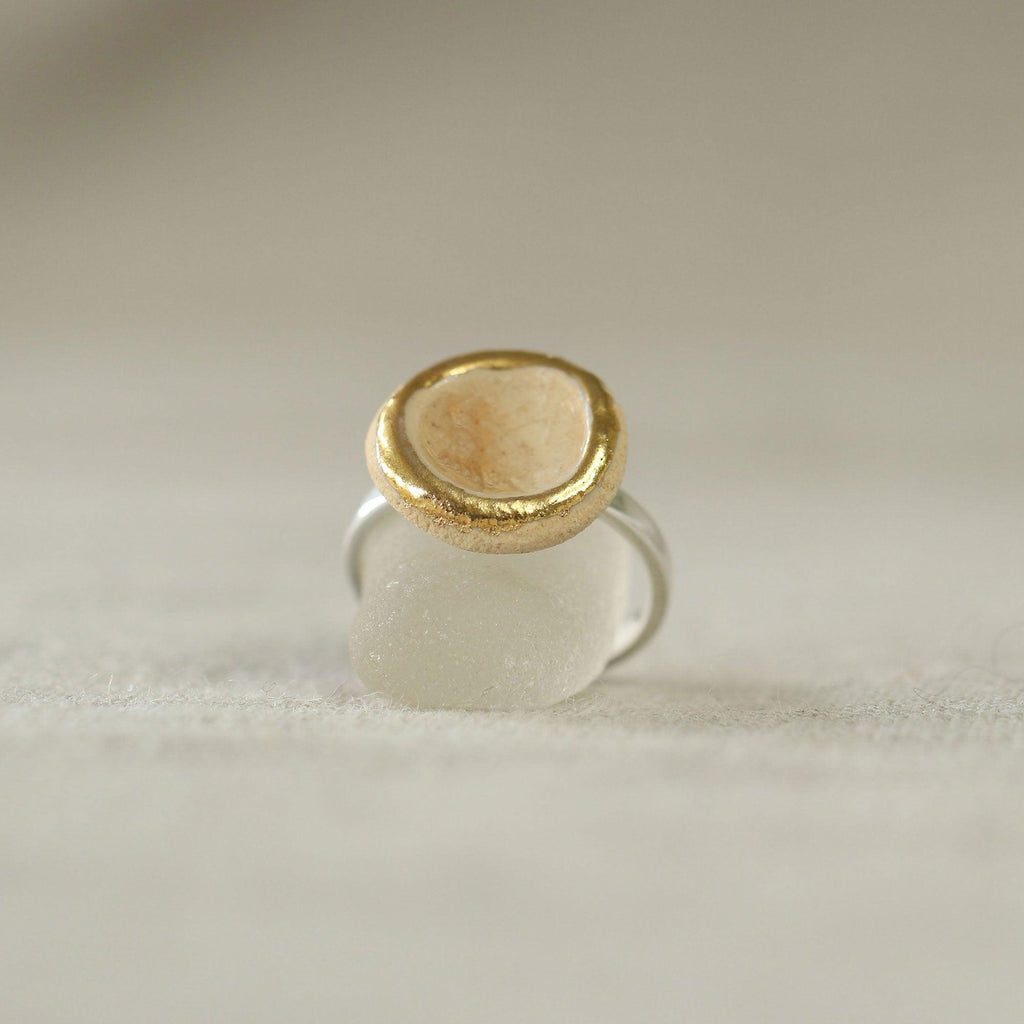 Small Round Crystal and Gold Adjustable Ring - Insideout