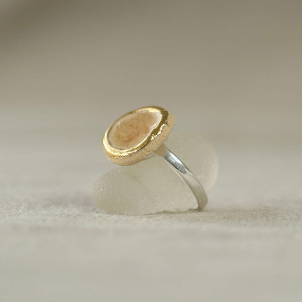 Small Round Crystal and Gold Adjustable Ring - Insideout