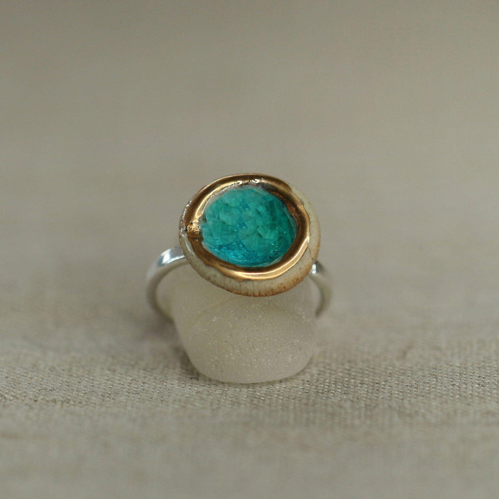 Small Round Emerald Turquoise Lagoon Ring - Insideout