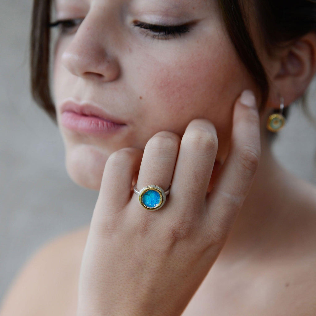 Small Round Turquoise Blue Lagoon Ring - Insideout