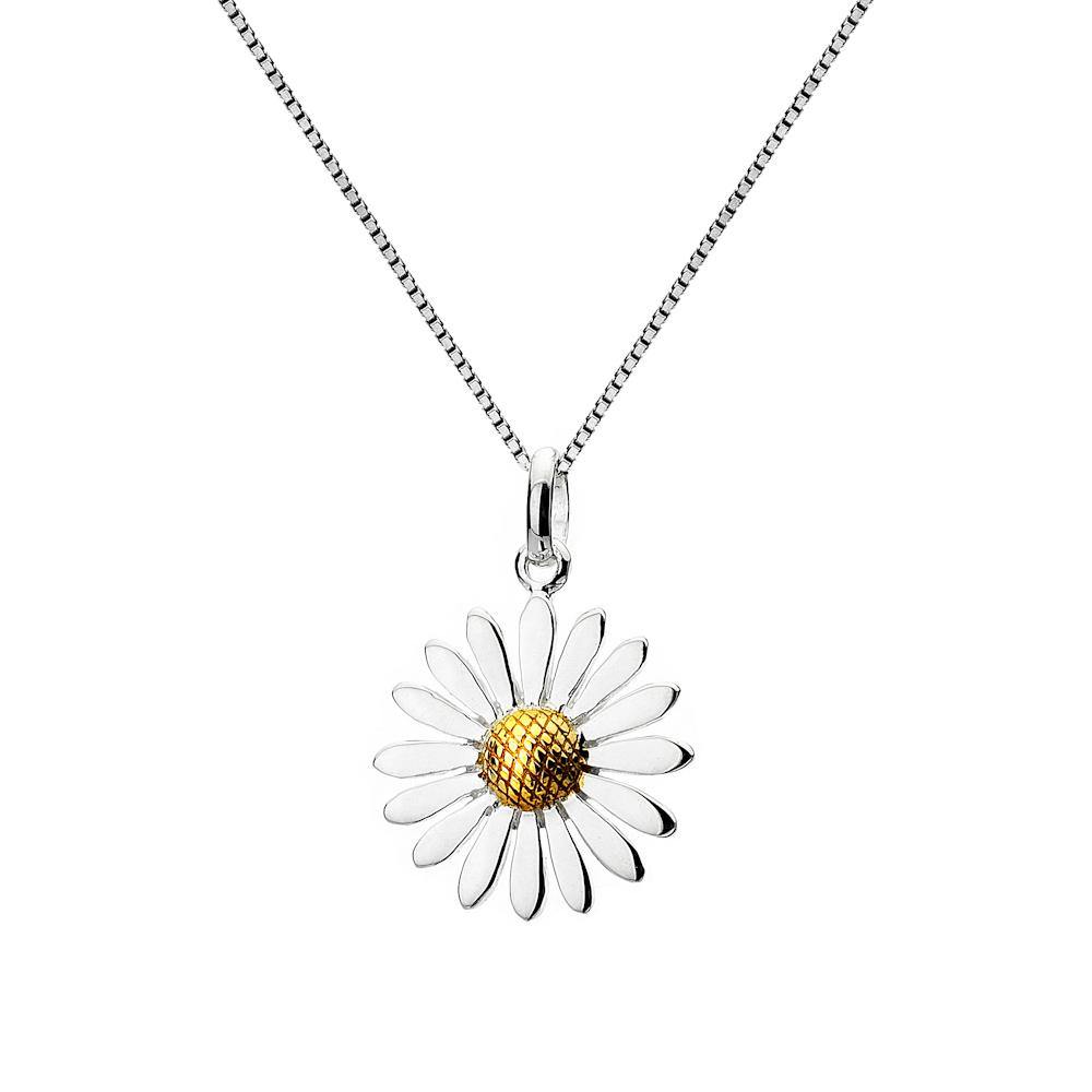 Sterling Silver And Brass Daisy Pendant Necklace - Insideout