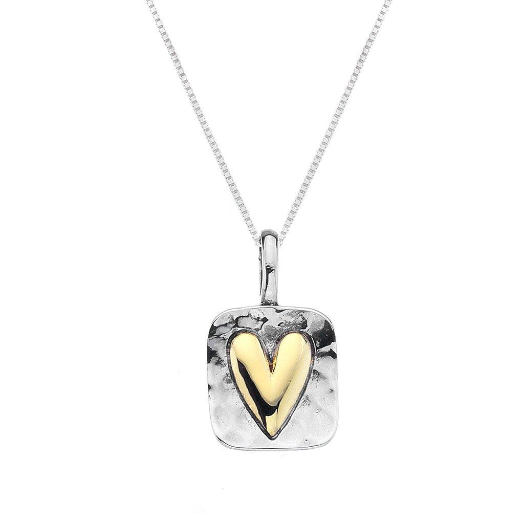 Sterling Silver And Brass Heart Pendant Necklace - Insideout