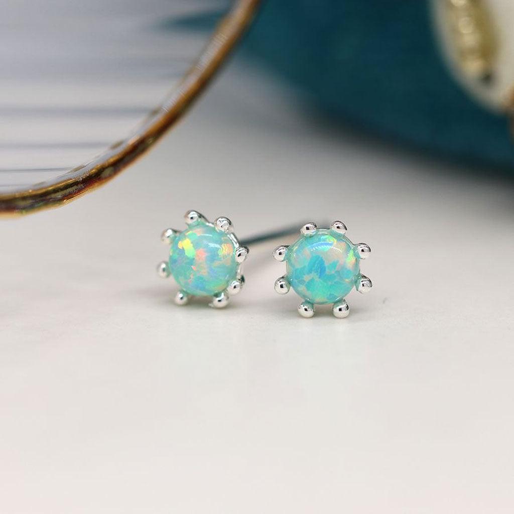 Sterling Silver Aqua Stud Earrings - Insideout