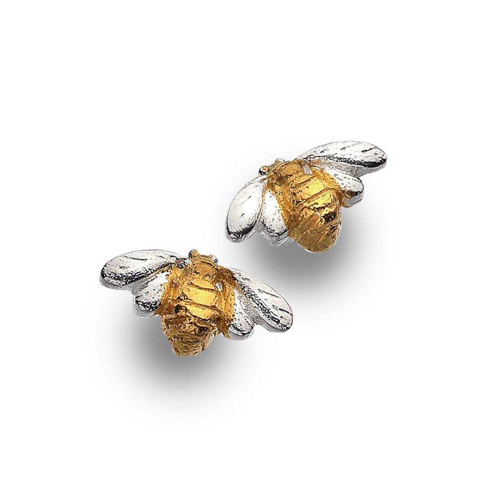 Sterling Silver Bee With Gold Plating Stud Earrings - Insideout