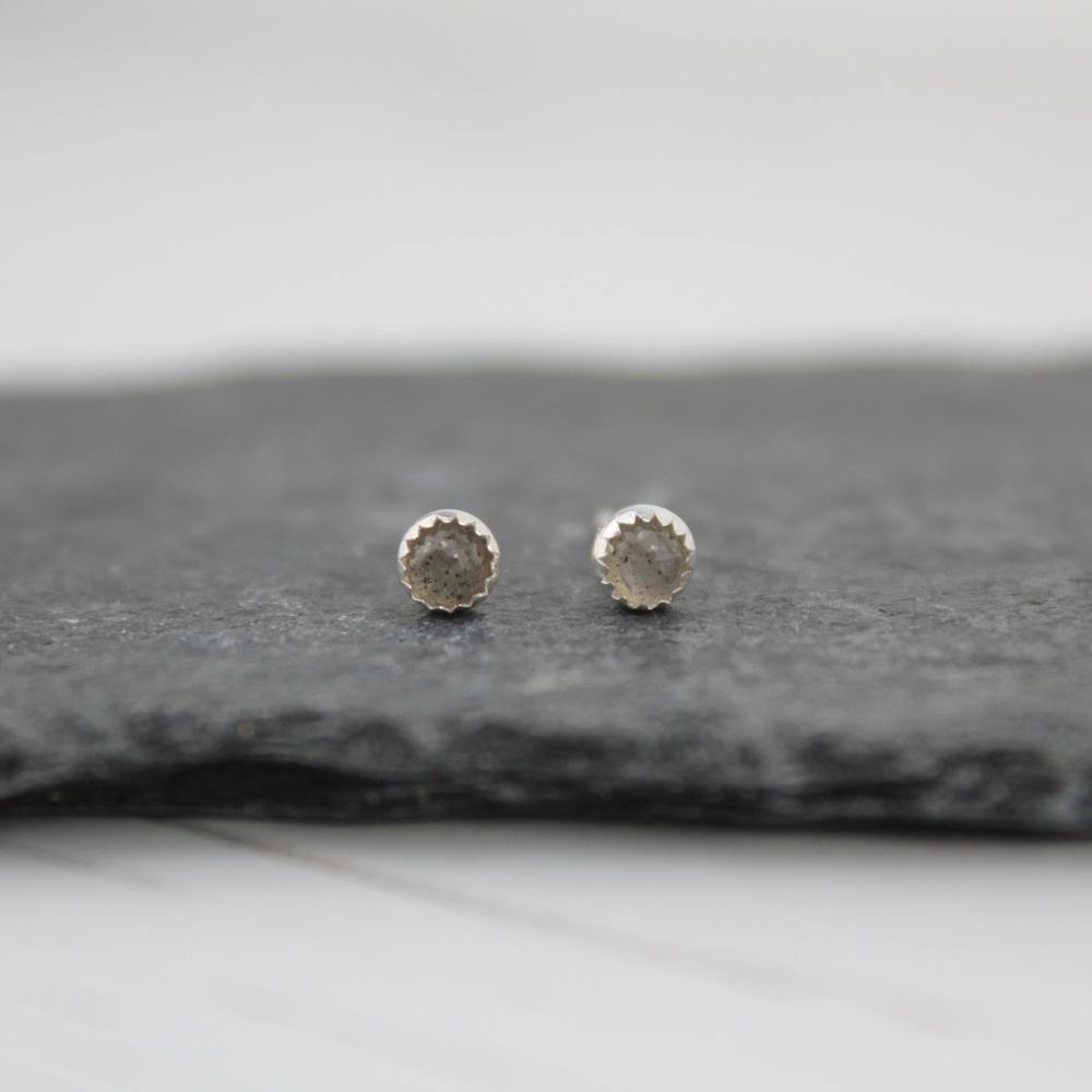 Sterling Silver Labradorite Mini Stud Earrings - Insideout