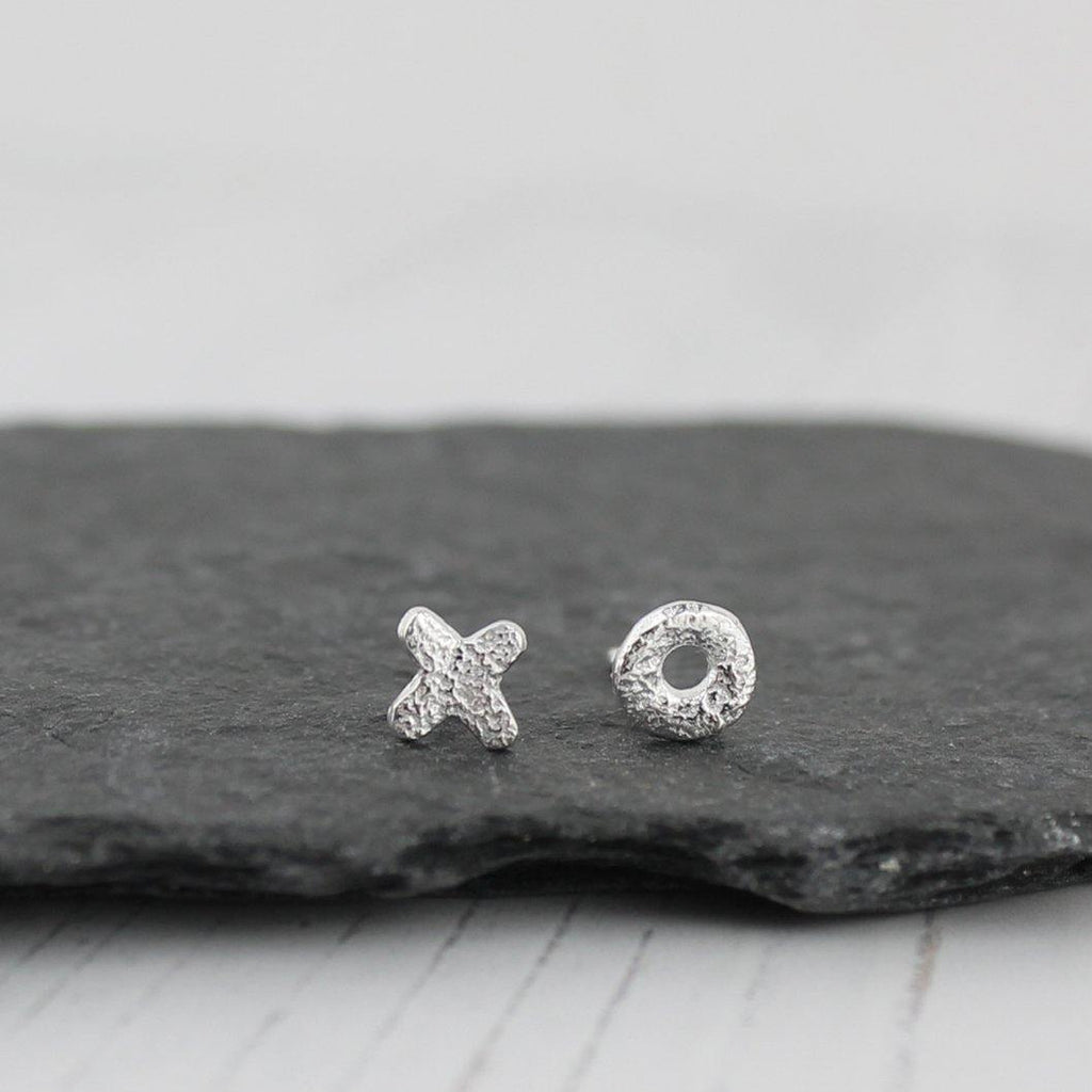 Sterling Silver Mismatch Mini Hug And Kiss Studs - Insideout