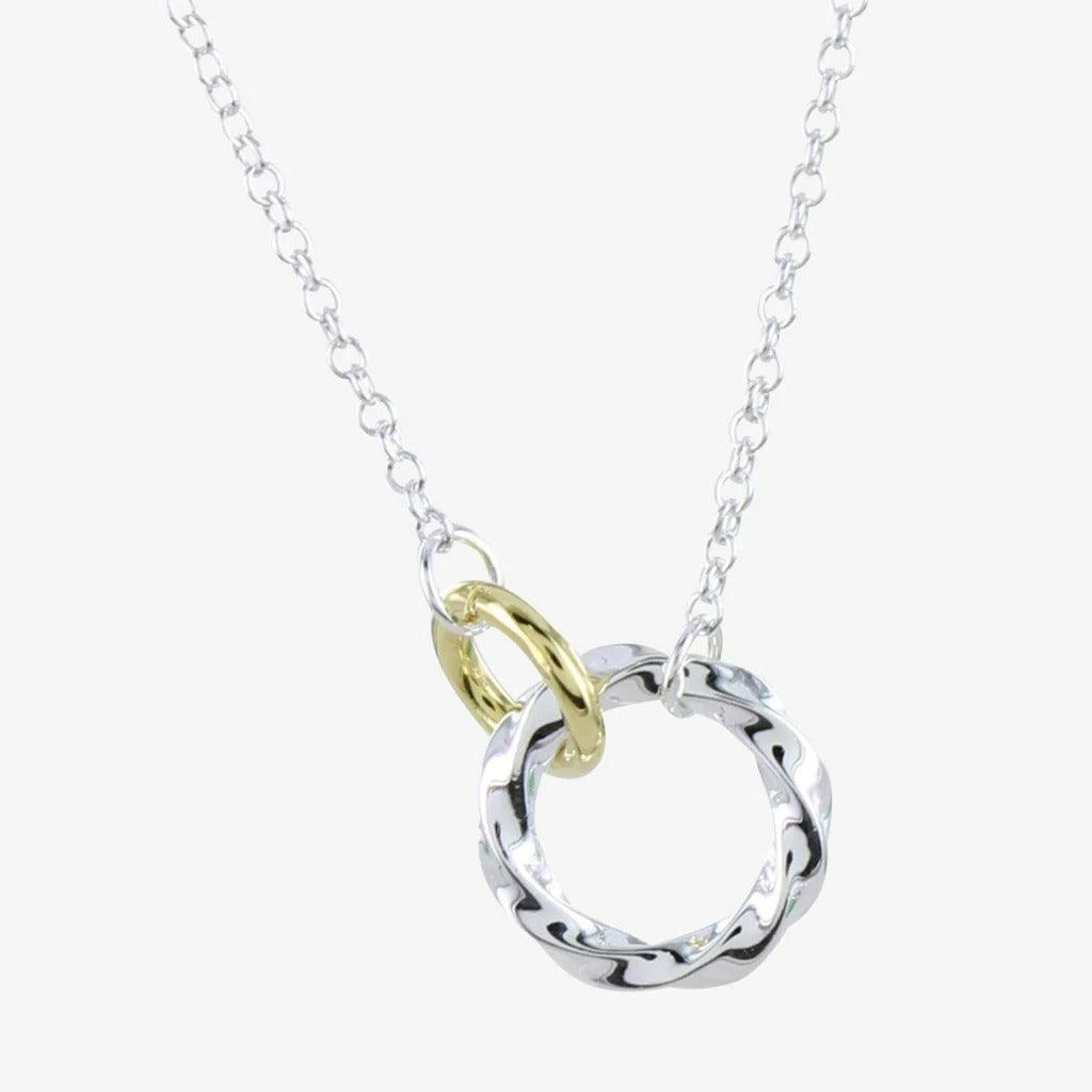Sterling Silver Twin Ring Gold Rope Necklace - Insideout
