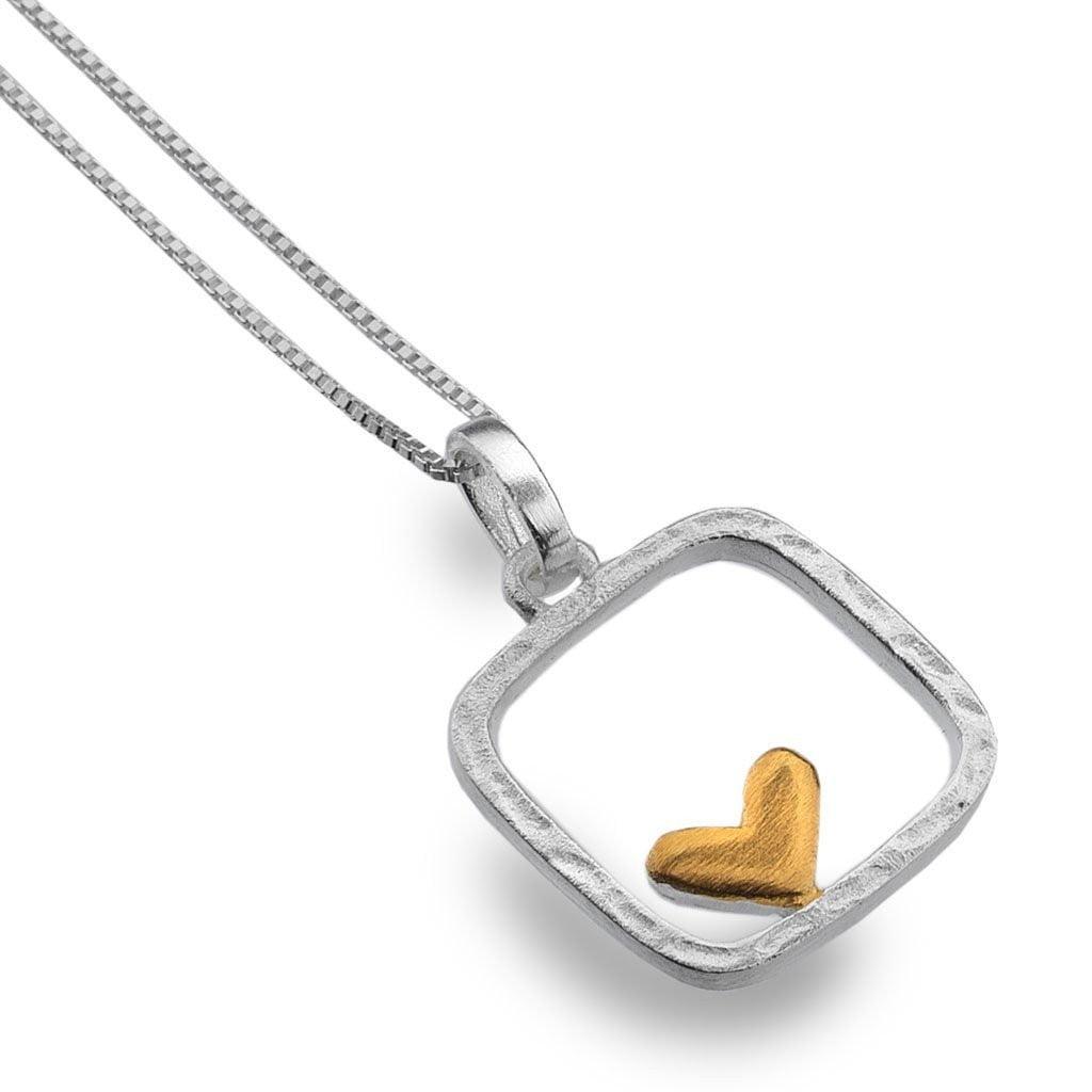 Textured Silver Frame with Heart Necklace - Insideout