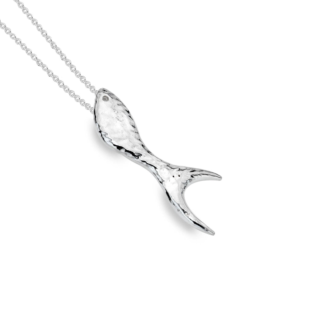 Textured Sterling Silver Fish Pendant Necklace - Insideout