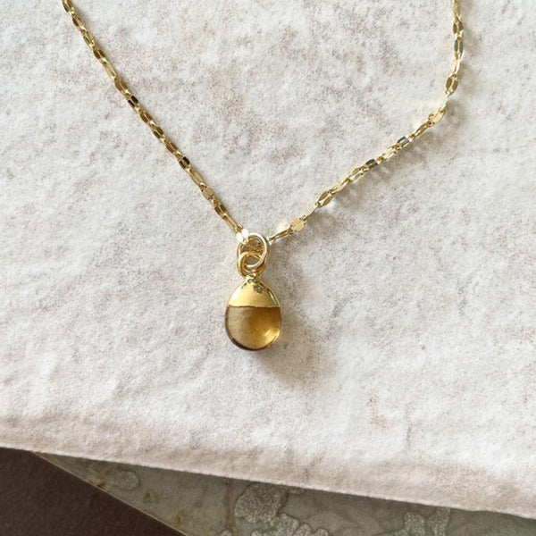 Tiny Tumbled Vintage Chain Necklace Citrine - Insideout