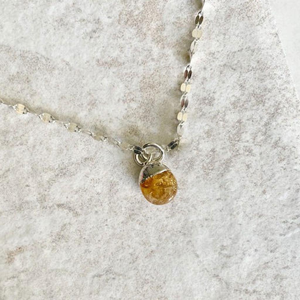 Tiny Tumbled Vintage Chain Silver Necklace Citrine - Insideout